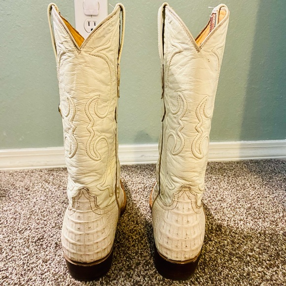EUC Winter White Hornback Caiman/Leather Los Altos Cowgirl Boots - Picture 5 of 17